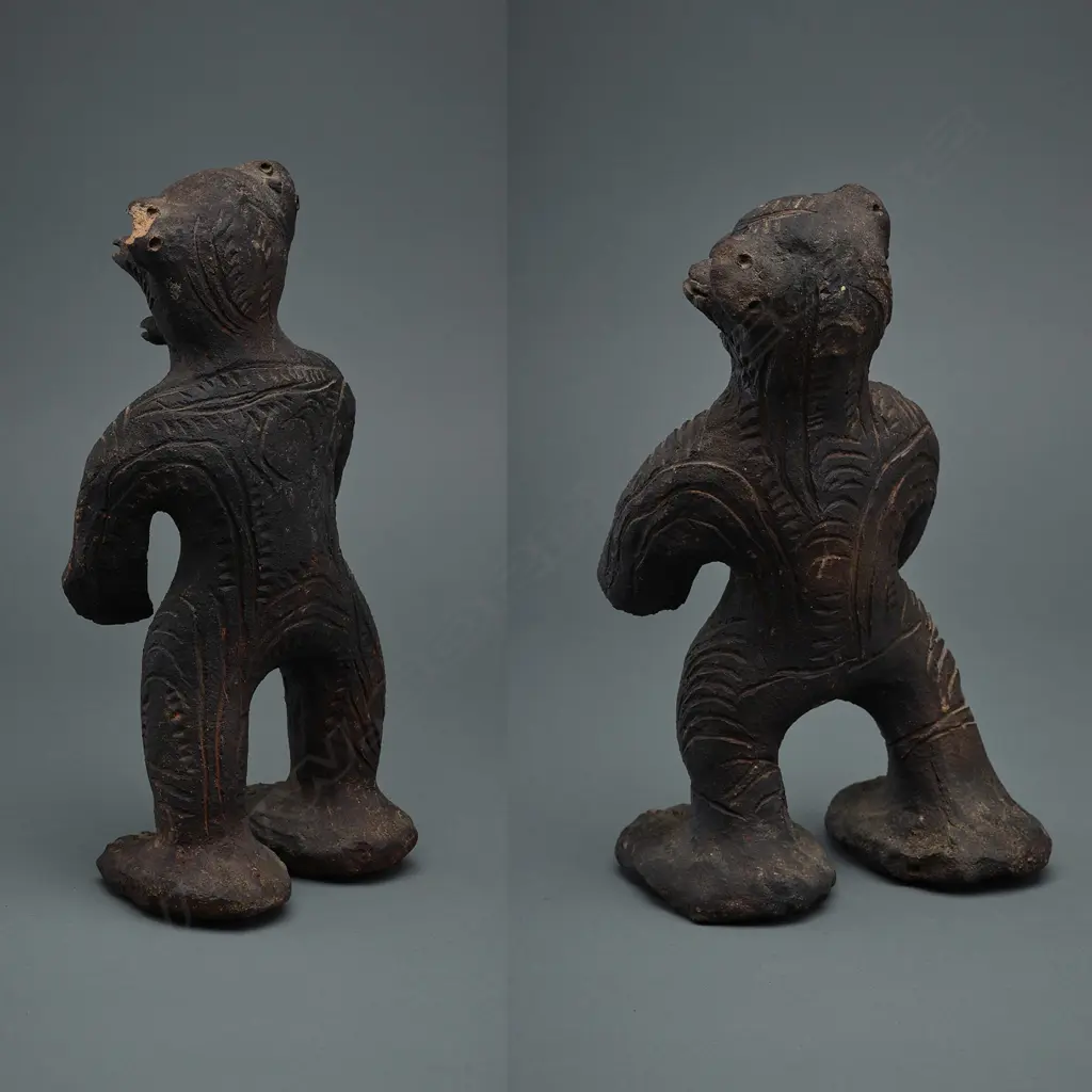 Ancestor figure and another, Left hand detached) earthenware, Dimiri Village, Middle Sepik, Papua New Guinea. Image 1++